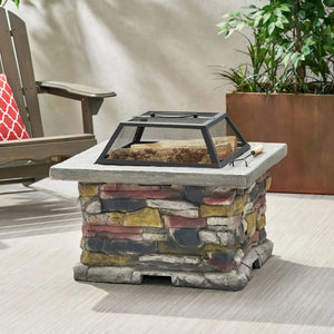 Outdoor Wood Bruning Magnesium Oxide Fire Pit With Lid - Best Buy Furniture