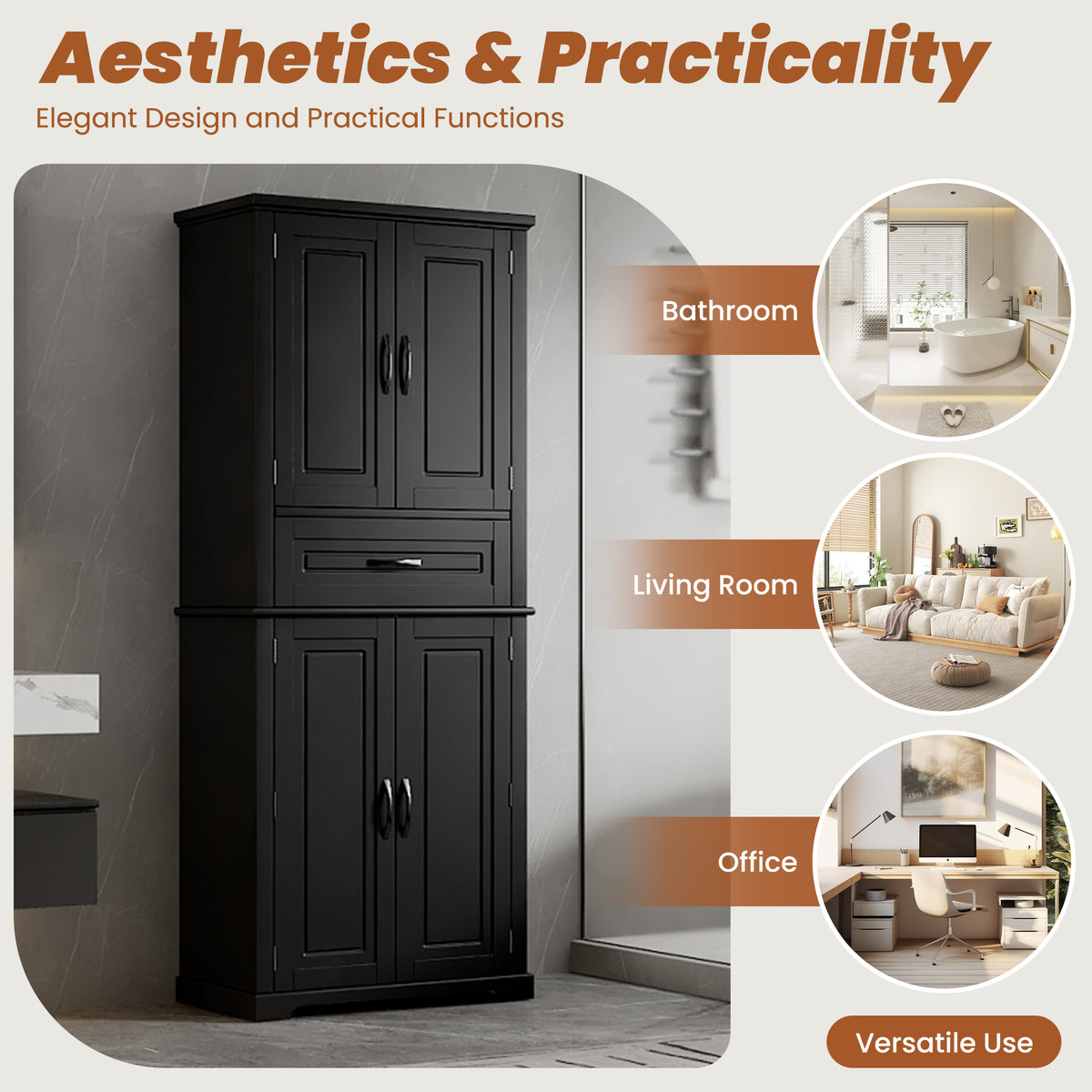 Bathroom Storage Cabinet with Multi-Functional Storage Space