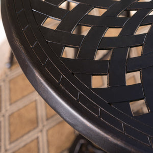 Elegant Cast Aluminum Round Bar Table With Romantic Filigree Design - Copper - Best Buy Furniture