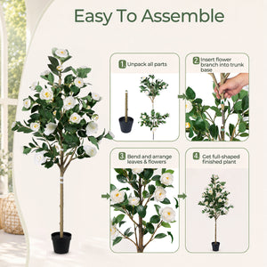 Artificial Camellia Tree 5-FT Faux Plants Indoor