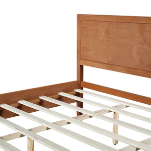 King Size Wood Platform Bed Frame with Classic Panel Headboard