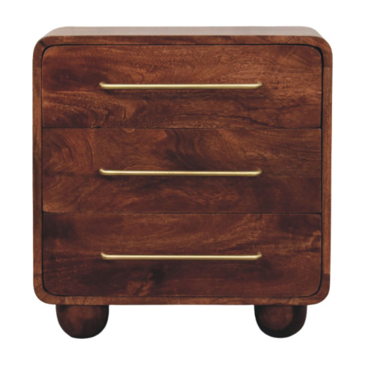 Solid Wood 3-Drawer Rounded Chest