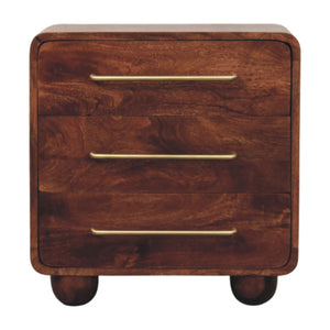 Solid Wood 3-Drawer Rounded Chest