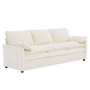 Modern 3 Seater Sofa With Side Storage Pockets For Living Room