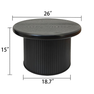 Fluted Cylinder Side Tables, Round End Tables For Living Room (Set of 2) - Black