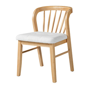 Mid-Century Modern Rubber Wood Dining Chair With Upholstered Seat (Set of 2)