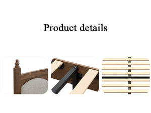 King Size Platform Bed Frame with Upholstered Headboard