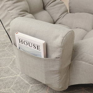 Modern With Metal Frame Swivel Game Lounge Chair With Adjustable Headrest And Waist Support, 360 Degree Rotatable Leisure Chair For Living Room - Gray