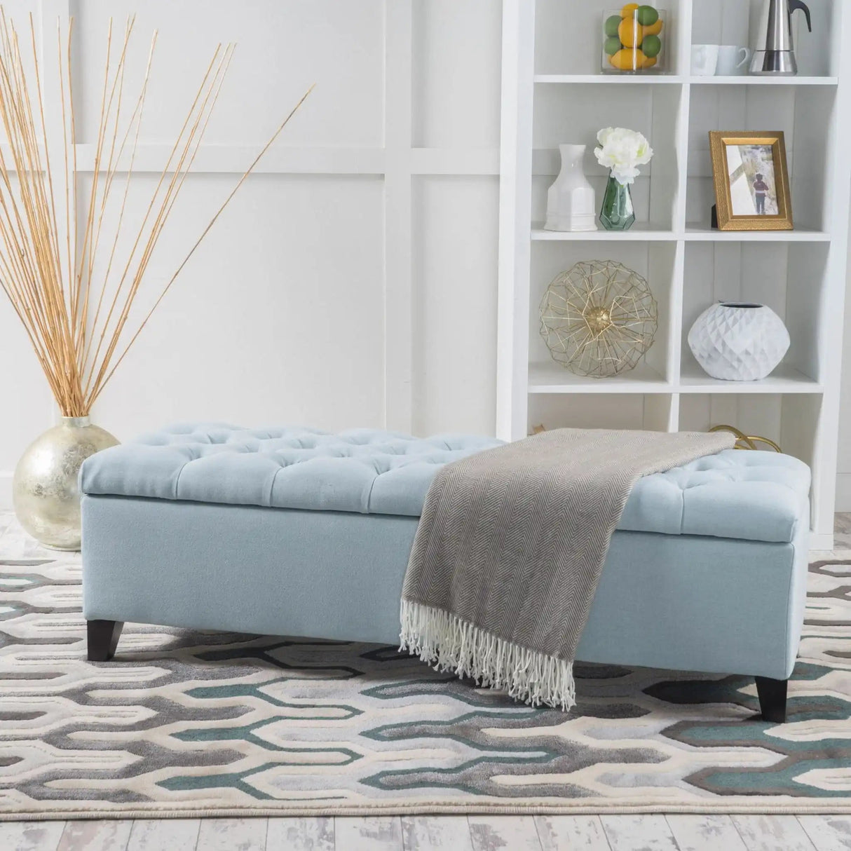 Glouster - Contemporary Storage Ottoman With Button Tufted Design - Best Buy Furniture