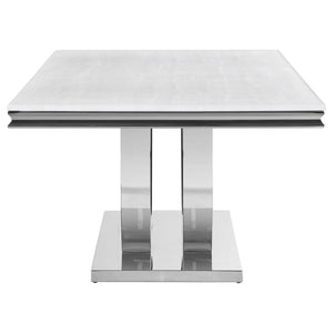 Allessandra - Rectangular U-Shaped Base Dining Table - White / Silver
