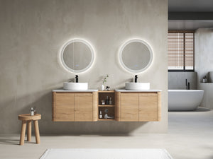 72" Wall-Mounted Bathroom Vanity With Ceramic Art Sink