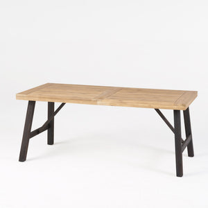 Outdoor Weather Resistant Dining Table With Slat Panel Design - Natural / Gray - Best Buy Furniture