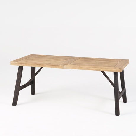 Outdoor Weather Resistant Dining Table With Slat Panel Design - Natural / Gray - Best Buy Furniture