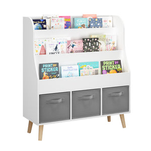 Bookshelf With 3 Bins, Storage Shelf For Toys And Books