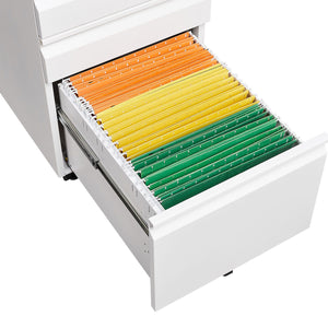 Contemporary 3 Drawer Mobile Filing Cabinet With Lock, Metal Office Storage For Legal / Letter Size