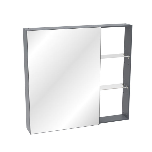 Medicine Cabinet, Wall Mounted Bathroom Mirror With Storage, Adjustable Shelves - Black Brown