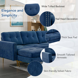 Modern L - Shape Convertible Sectional Sofa With Movable Ottoman