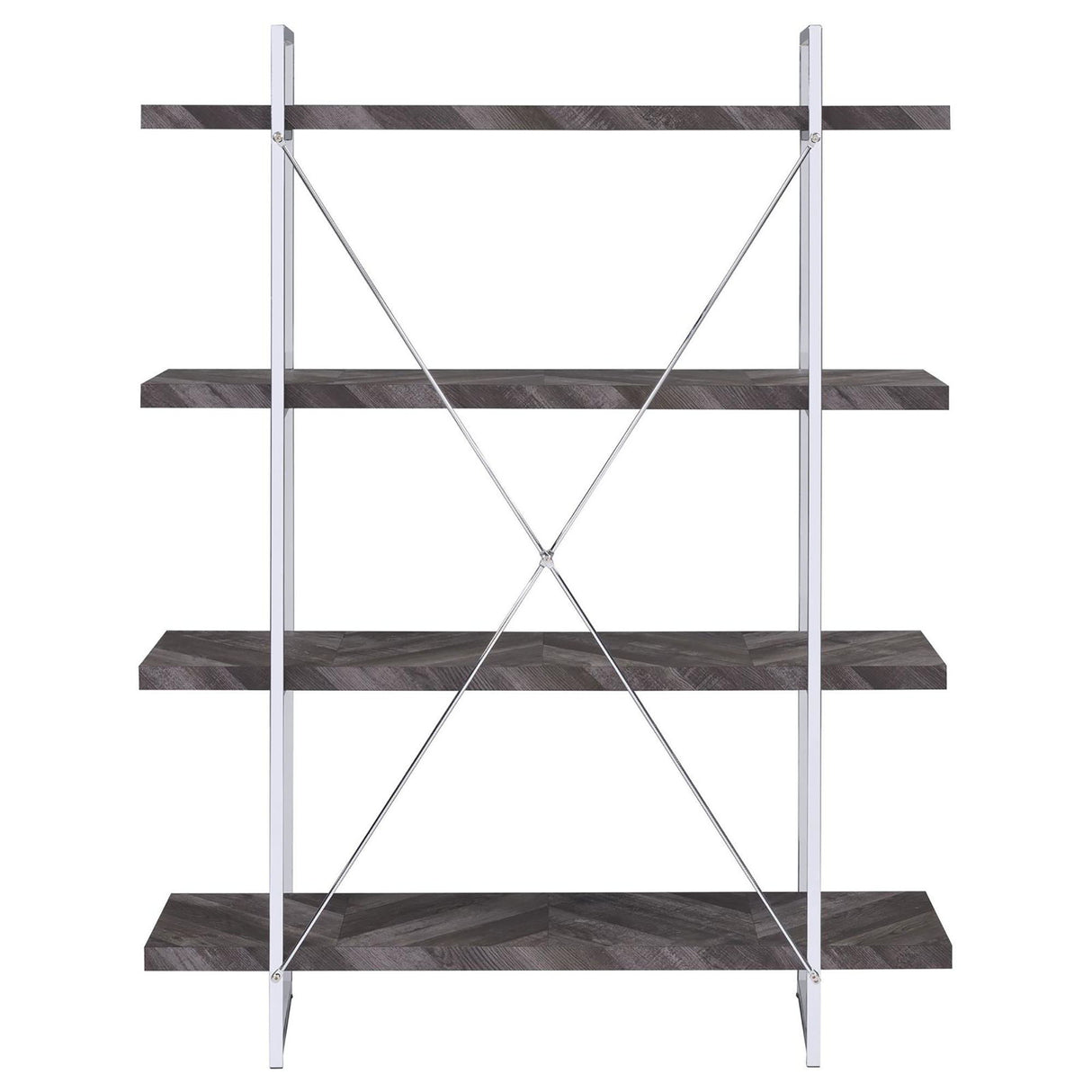 Herringbone - Bookcase With Full Length Shelf - Gray