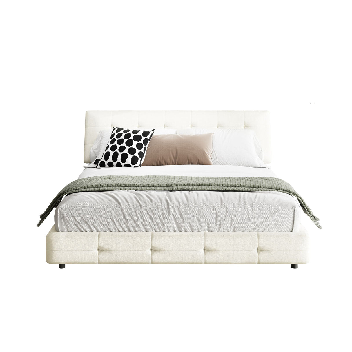 Tufted Headboard With Extra-Large Ultra-Soft Cloud Pillow Design