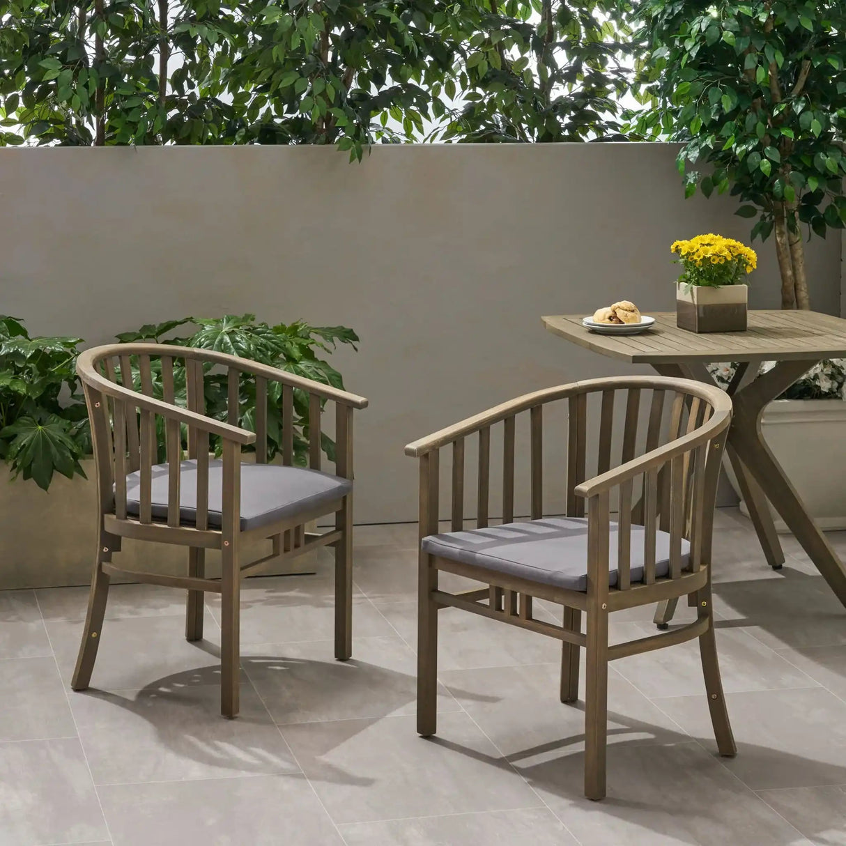 Outdoor Wooden Dining Chairs With Cushions (Set of 2) - Best Buy Furniture