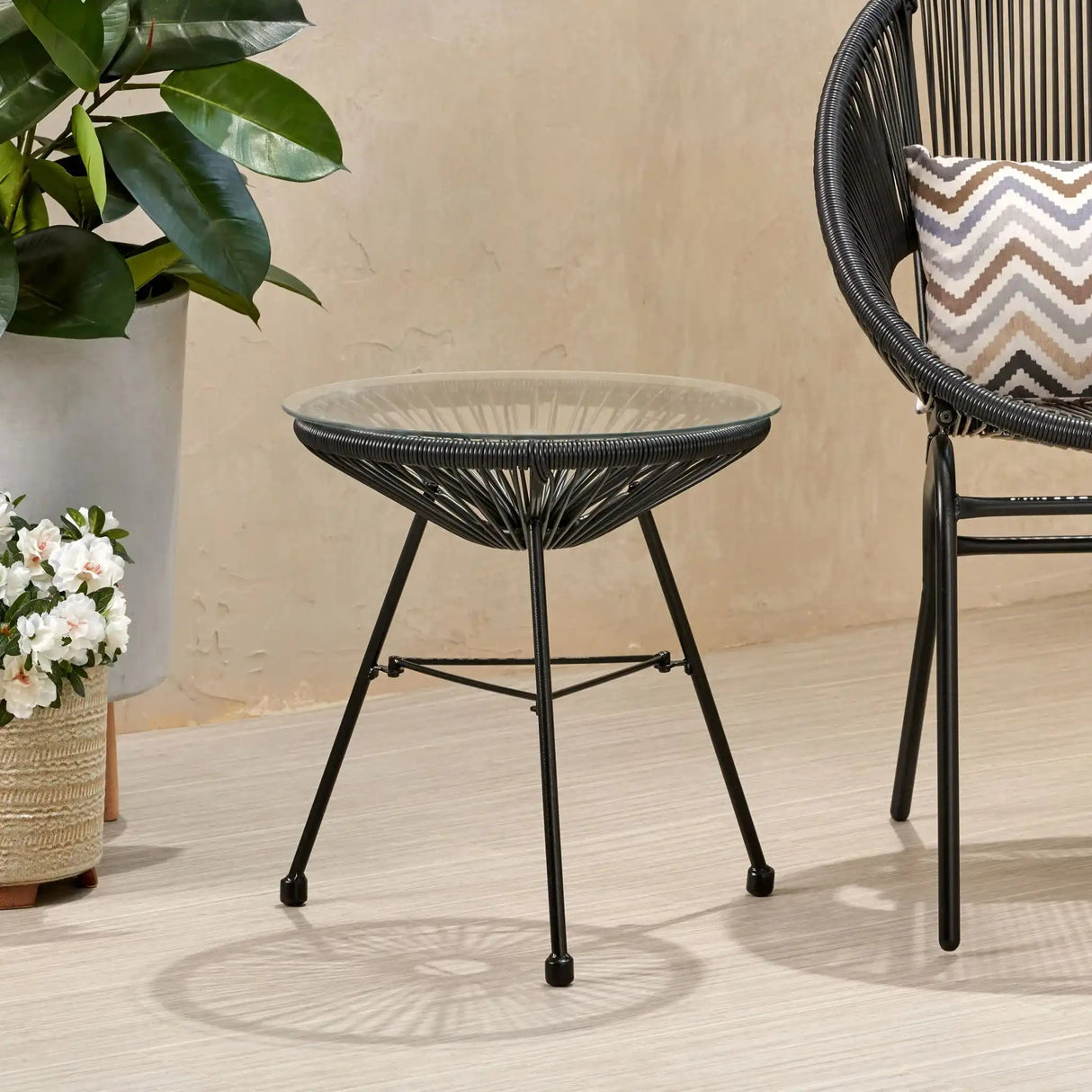 Nusa - Modern Rattan Side Table With Tempered Glass Top - Best Buy Furniture