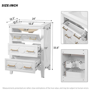 Bathroom Vanity With Sink, Free Standing Single Set, 3 Drawer Storage Cabinet