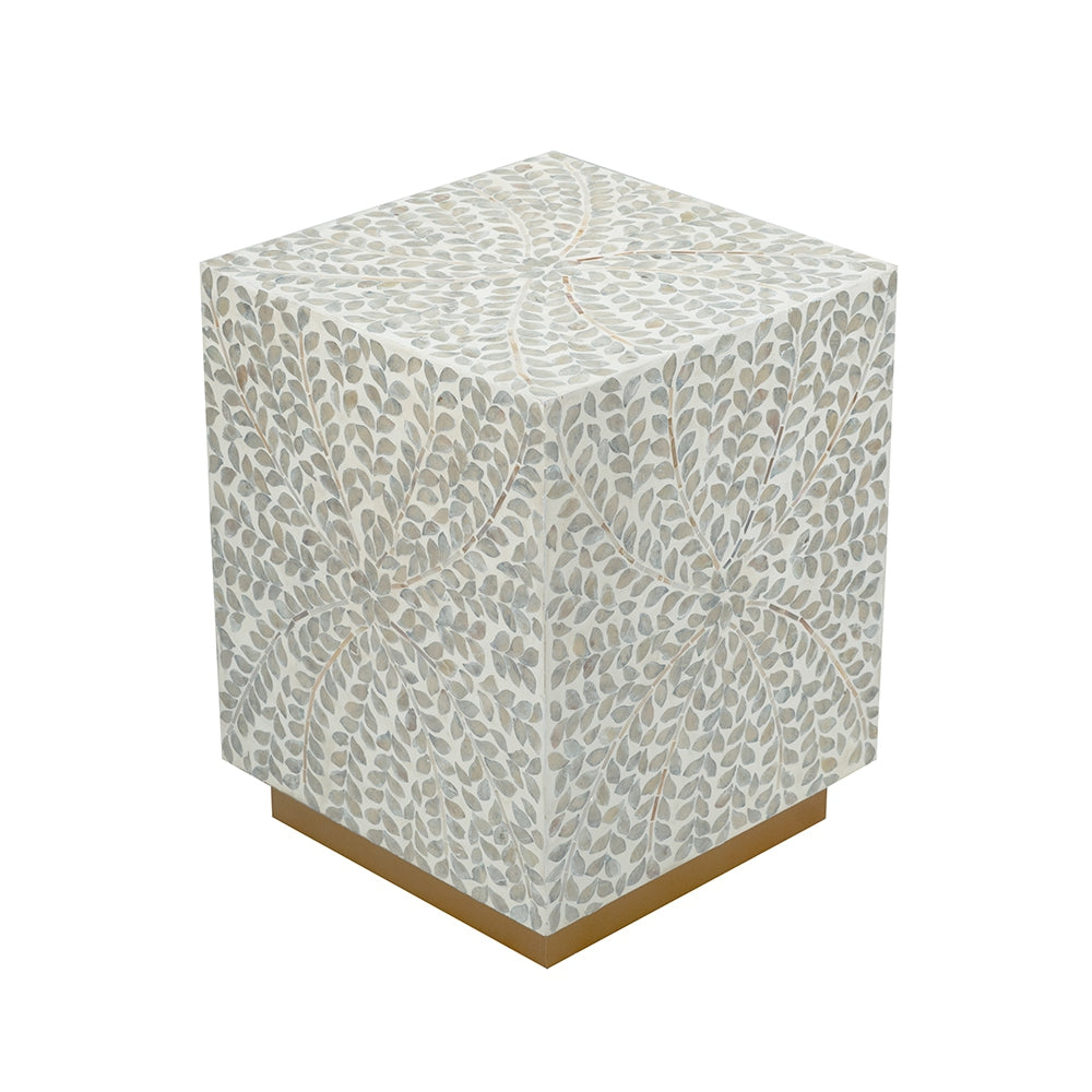 14x14x18" Square Accent Stool with Capiz Shell Finish