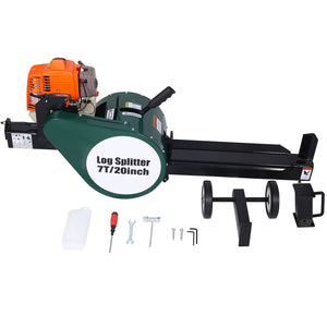 Portable Double Flywheel Electric Log Splitter 7 Ton Gas Log Splitter With Auto Return Steel - Gray