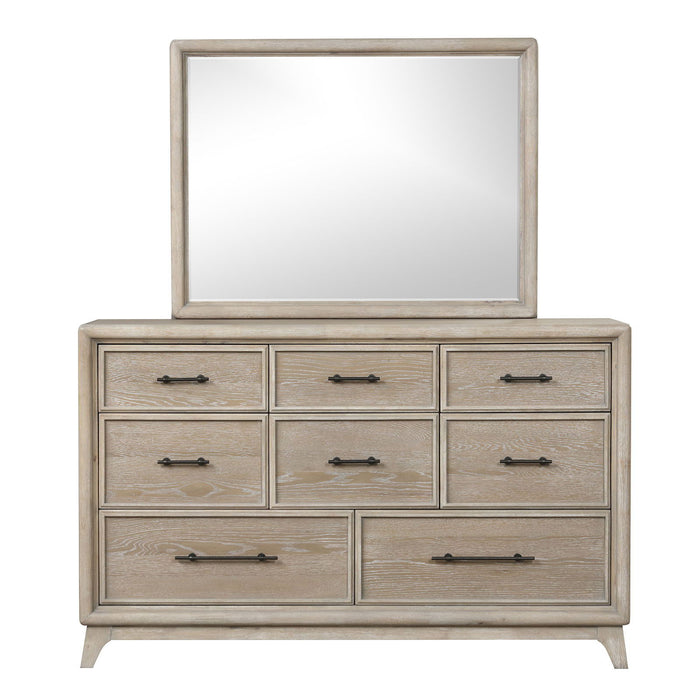 Oak 8 Drawers Dresser & Mirror with Smooth Ball-Bearing Glides
