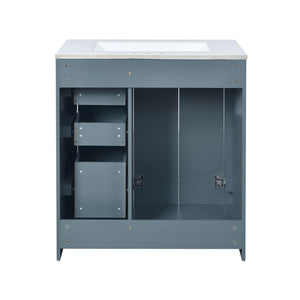 Bathroom Vanity With Sink, Storage Cabinet, Freestanding Set With 3 Drawers & Soft Closing Doors