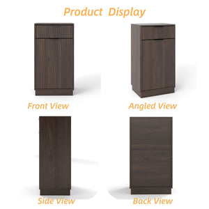 Tilt Out Trash Can Cabinet With Wave Textured Drawer & Pull Out Bin