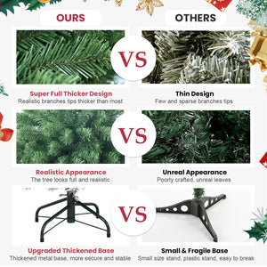 6ft Christmas Tree with Memory Wire, 760 Tips Hinged Artificial PVC Tree, Easy Setup