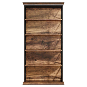 6 Tier Industrial Brown Bookshelf With X Pattern Design - Rustic Brown