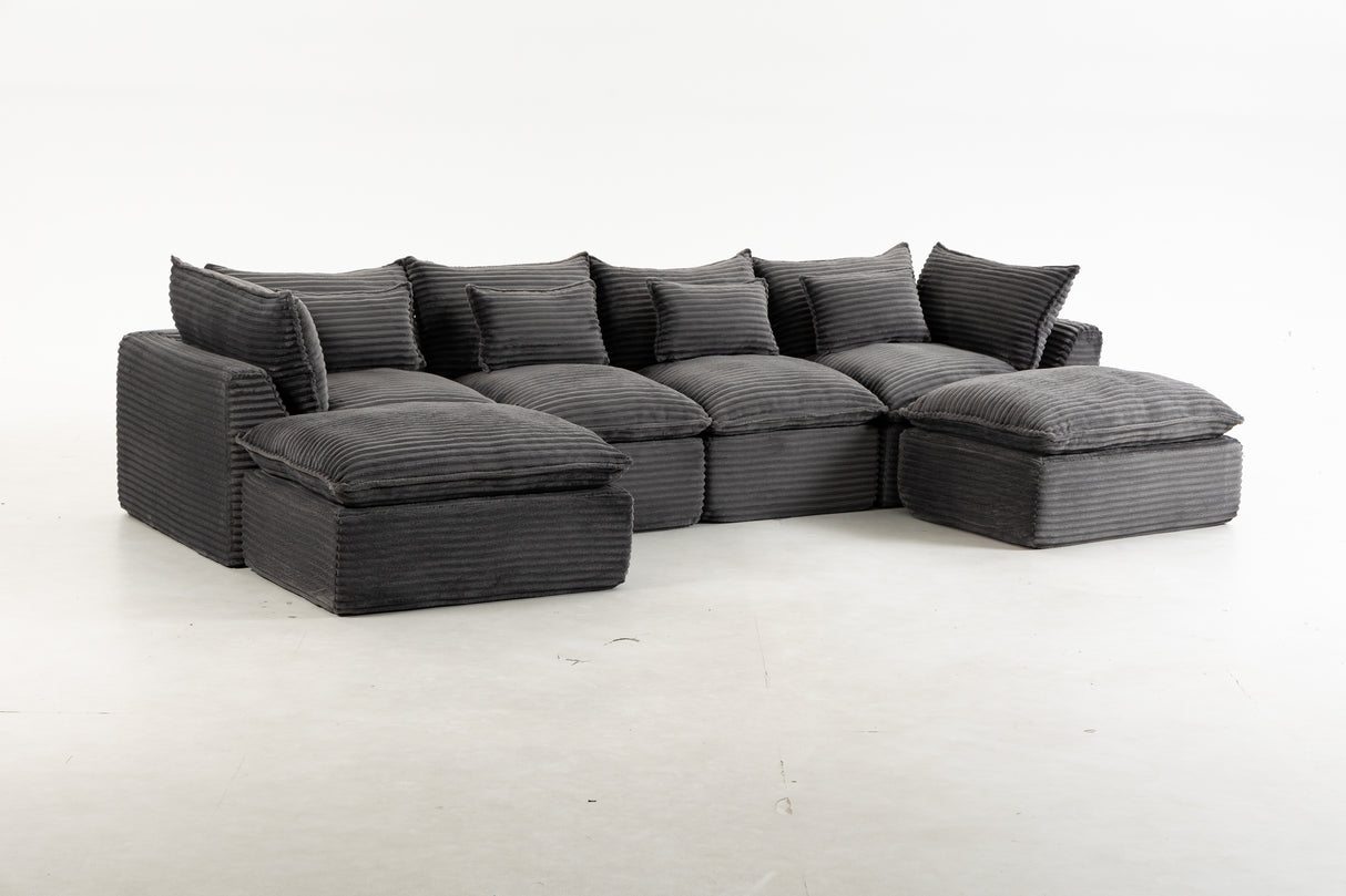 129.8" Width Cloud Couch Oversized Modular Sectional Sofa
