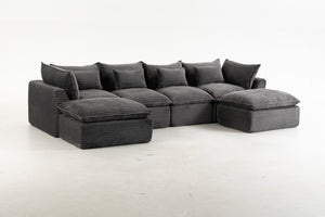 129.8" Width Cloud Couch Oversized Modular Sectional Sofa