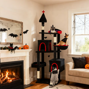 PawHut Gothic Cat Tree - 78" Extra Tall Cat Tower for Indoor Kittens