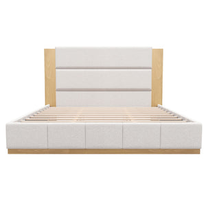 Modern Upholstered Platform Bed With Extended Headboard