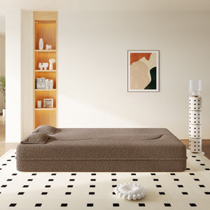Modern Floor Sleeper Sofa Bed With 2 Pillows, Convertible Twin Size Folding Mattress For Living Room