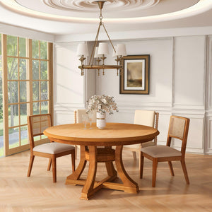 Extendable Round Rubber Wood Dining Table