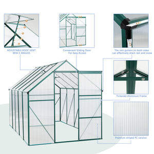 Polycarbonate house Raised Base And Anchor Aluminum Heavy Duty Walk-In houses For Outdoor Backyard In All Season