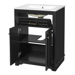 Bathroom Vanity With Integrated Sink, 2 Door Cabinet With Tip Out Drawer, Rectangular Design