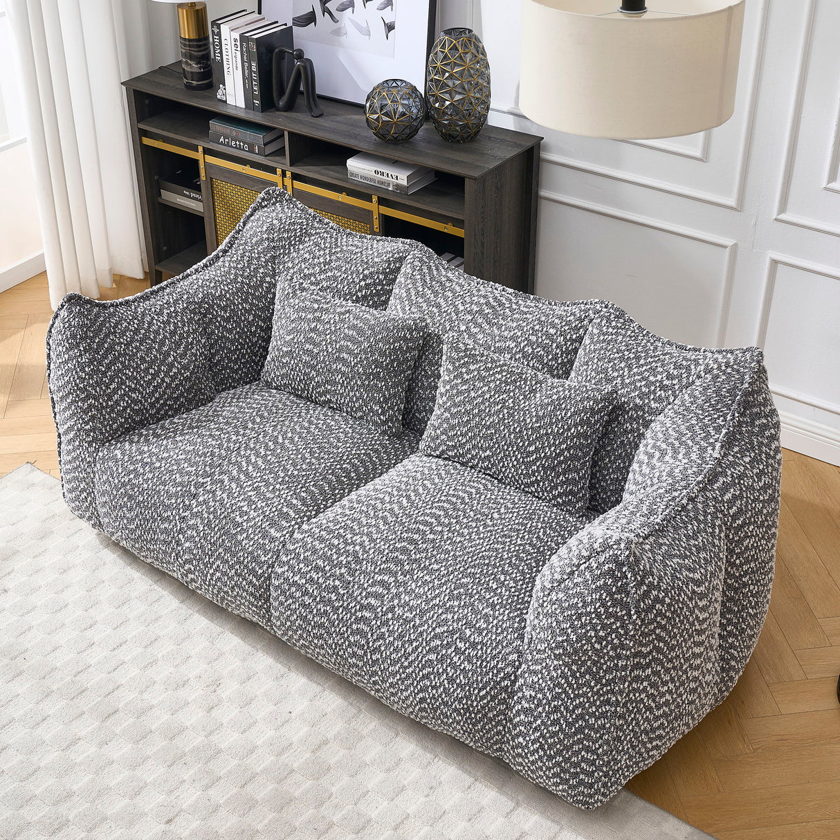 Comfortable Dual Beanbag Chair With High Resilience Foam Core For 2 People