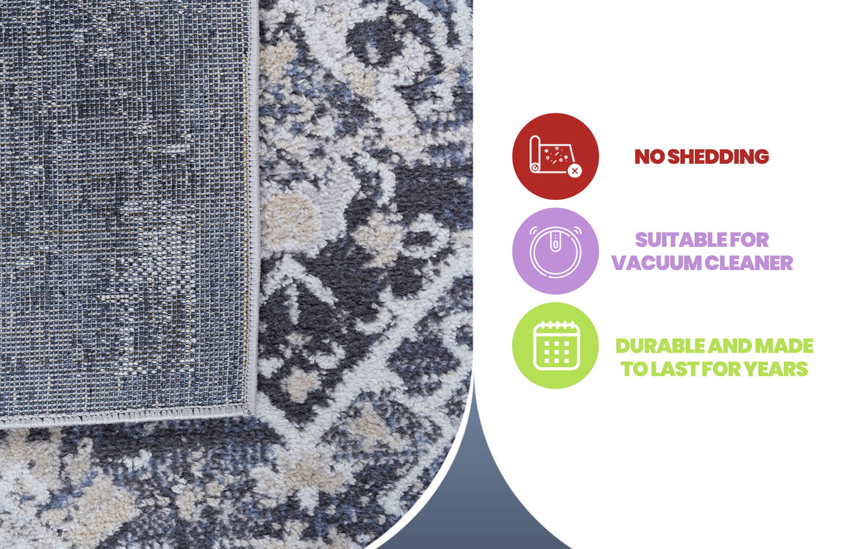 Payas - 5' X 7' Traditional Area Rug - Gray / Blue