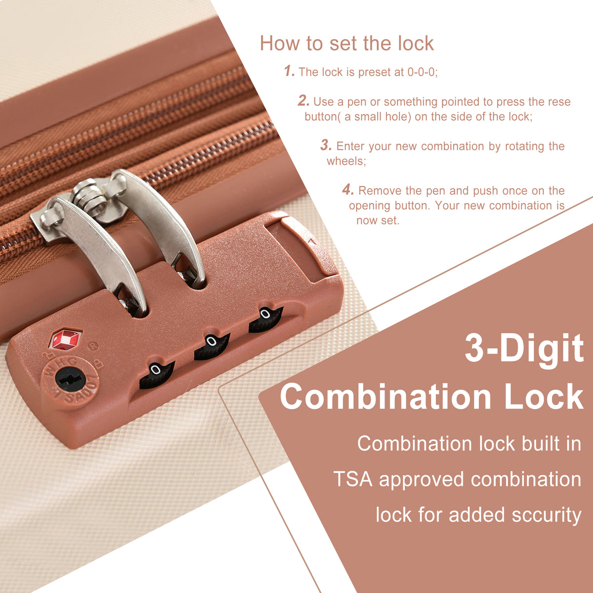3 Piece Expandable Hard Shell Luggage Set with TSA Lock