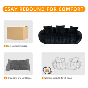 Floral-Shaped Ultra-Soft Faux Fur Two-Seater Sofa