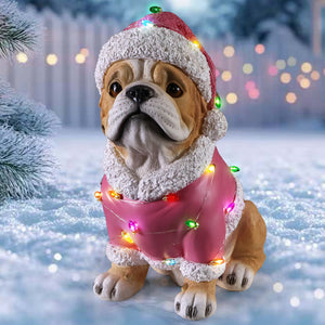 Christmas Pug Statue, Holiday Dog Figurine