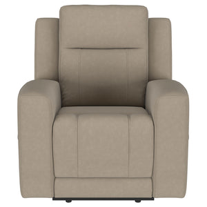 Slater - 3 Piece Upholstered Reclining Sofa Set And Built In Storage - Taupe