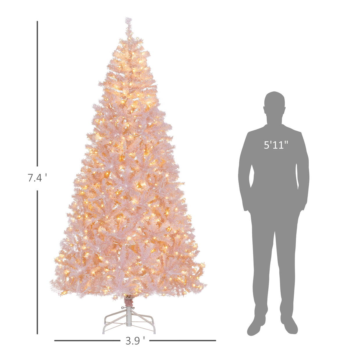 HOMCOM 7.5' Tall Prelit Christmas Tree