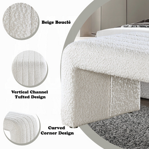 Sandro Bouclé Bench, 51-Inch, Beige