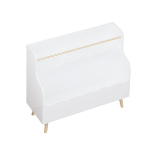 Kids Bookcase, Children Book Organizer Toy Storage Cabinet - White